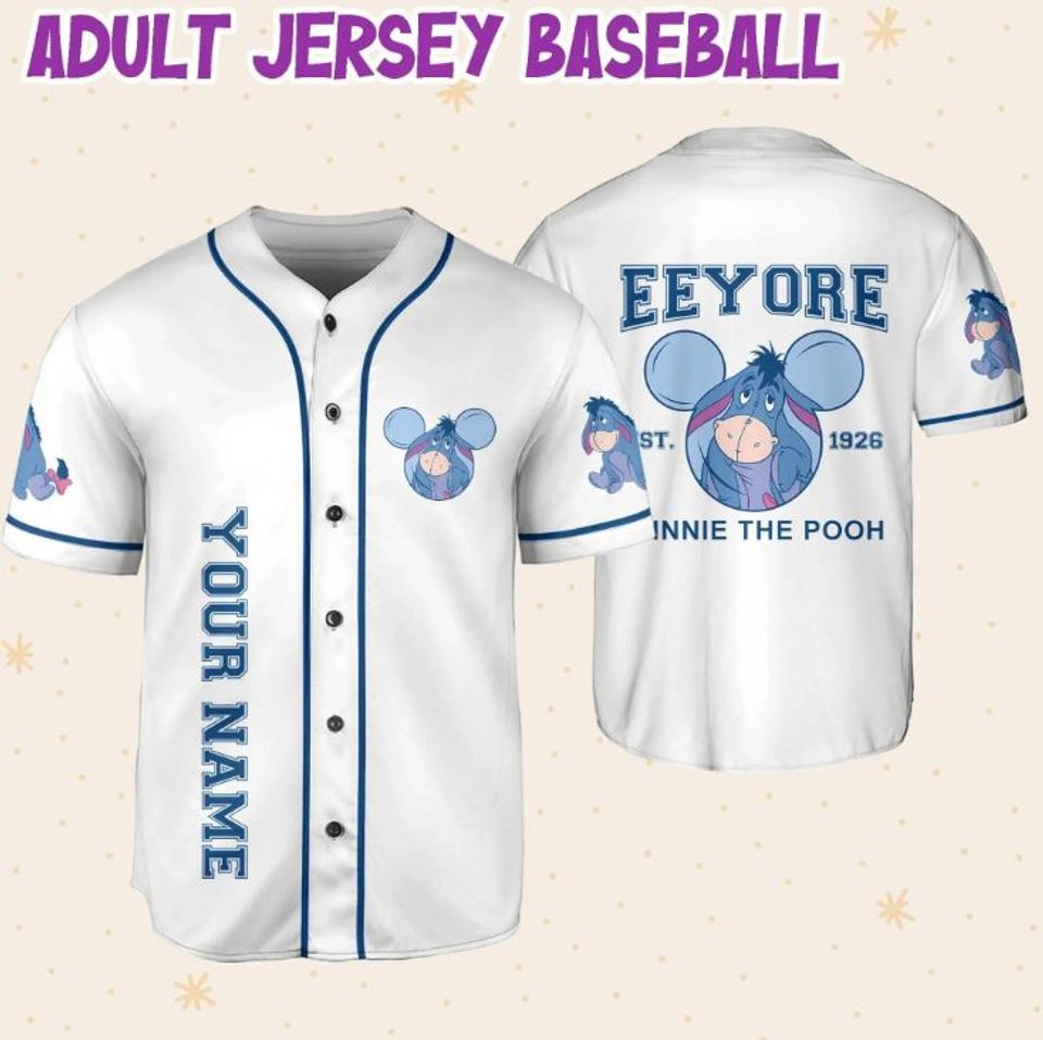 Personalized Winnie The Pooh Eeyore Disney Baseball Jersey, Disney Jersey