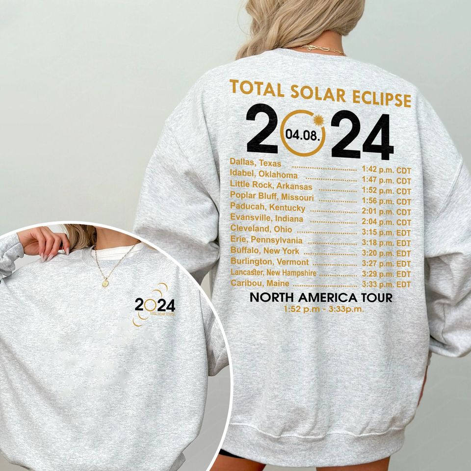 Total Solar Eclipse 2024 Sweatshirt, 04.08.2024 shirt, North America Tour Shirt