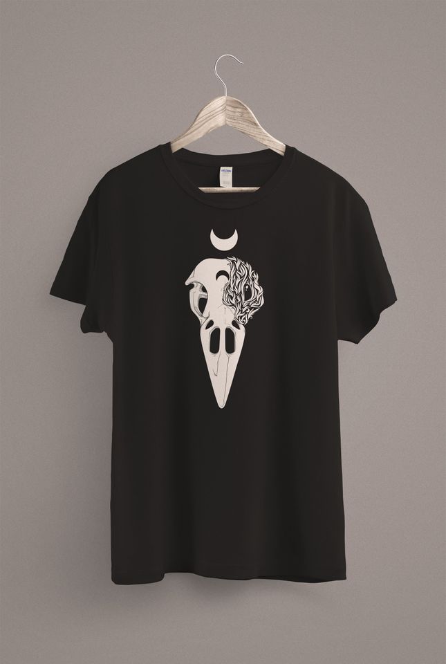 Raven Skull Shirt, Crow Skull Shirt, Goth Gothic Shirt