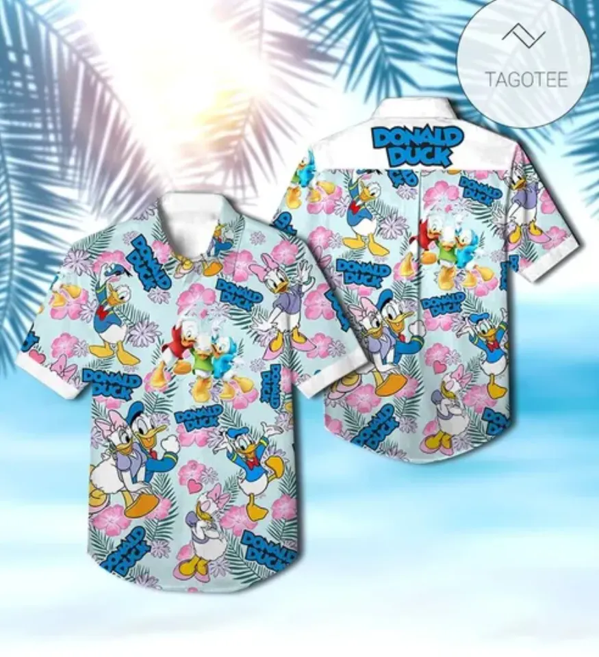 Donald Duck Hawaiian Shirts Vintage Button Down Shirt