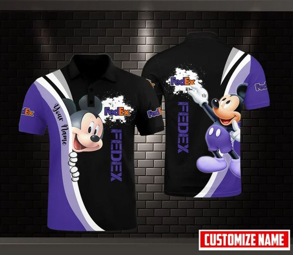 Personalized Disney Mickey Mouse FedEx Polo Shirt, FedEx Ground 3D Printed Polo Shirt
