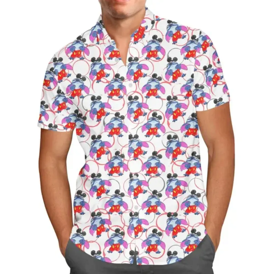 Stitch Dresses Up As Mickey Hawaiian Shirts