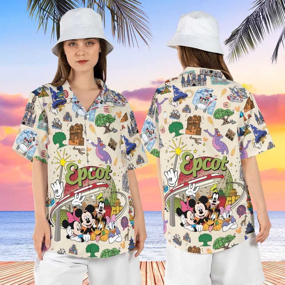 Disneyland Epcot Hawaiian Shirt, Mickey & Friends Summer Hawaii Shirt