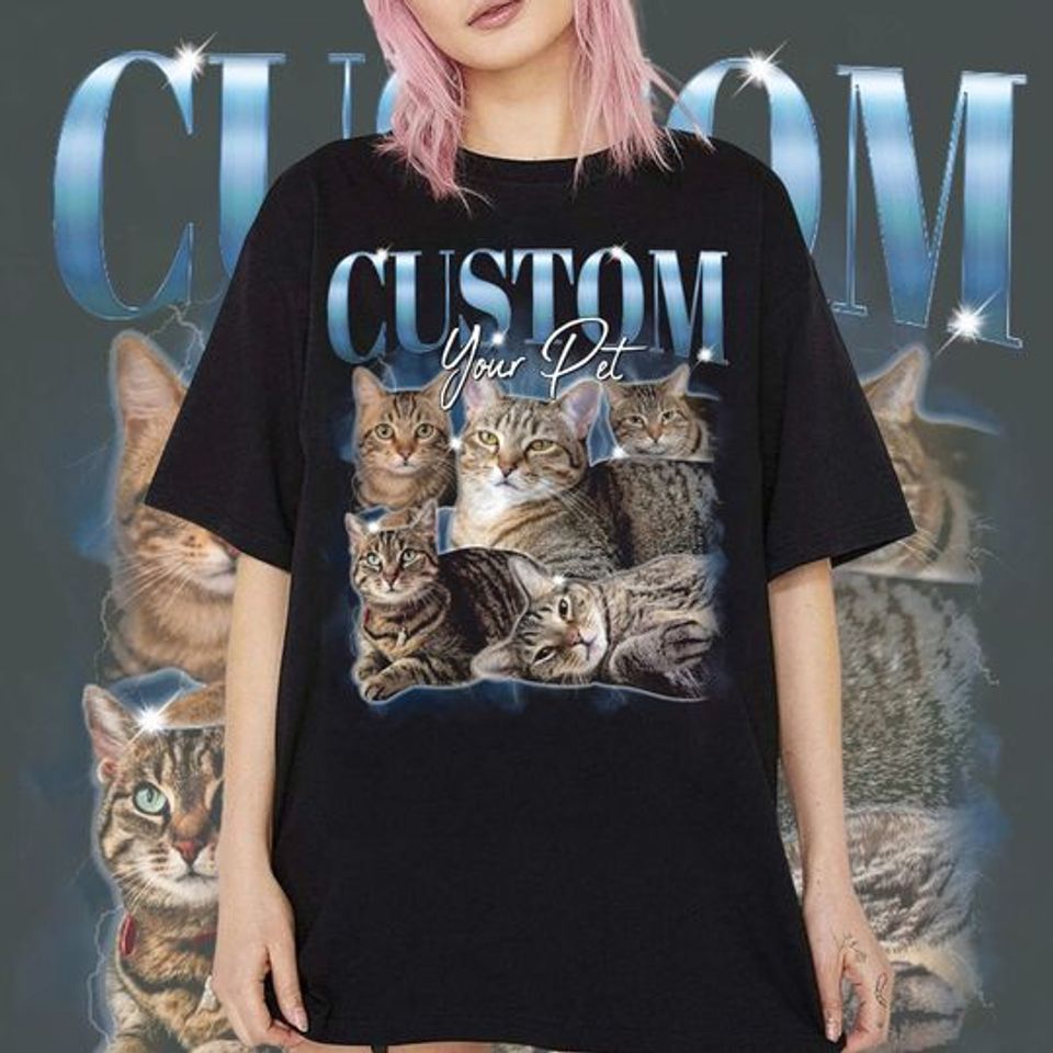 Pet Custom Vintage Shirt, Custom Cat Graphic T-Shirt, Pet Lover Shirt