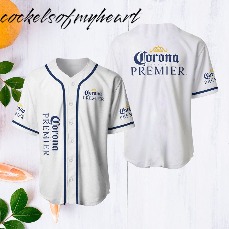 Corona Premier White Baseball Jersey Shirt For Kids Men Women Gift Party