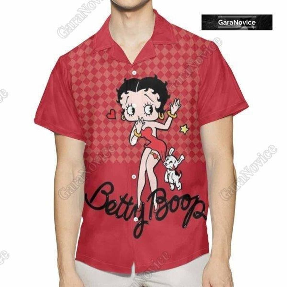 Betty Boop Hawaiian Shirt, Betty Boop With Her Pudgy Dog Shirt