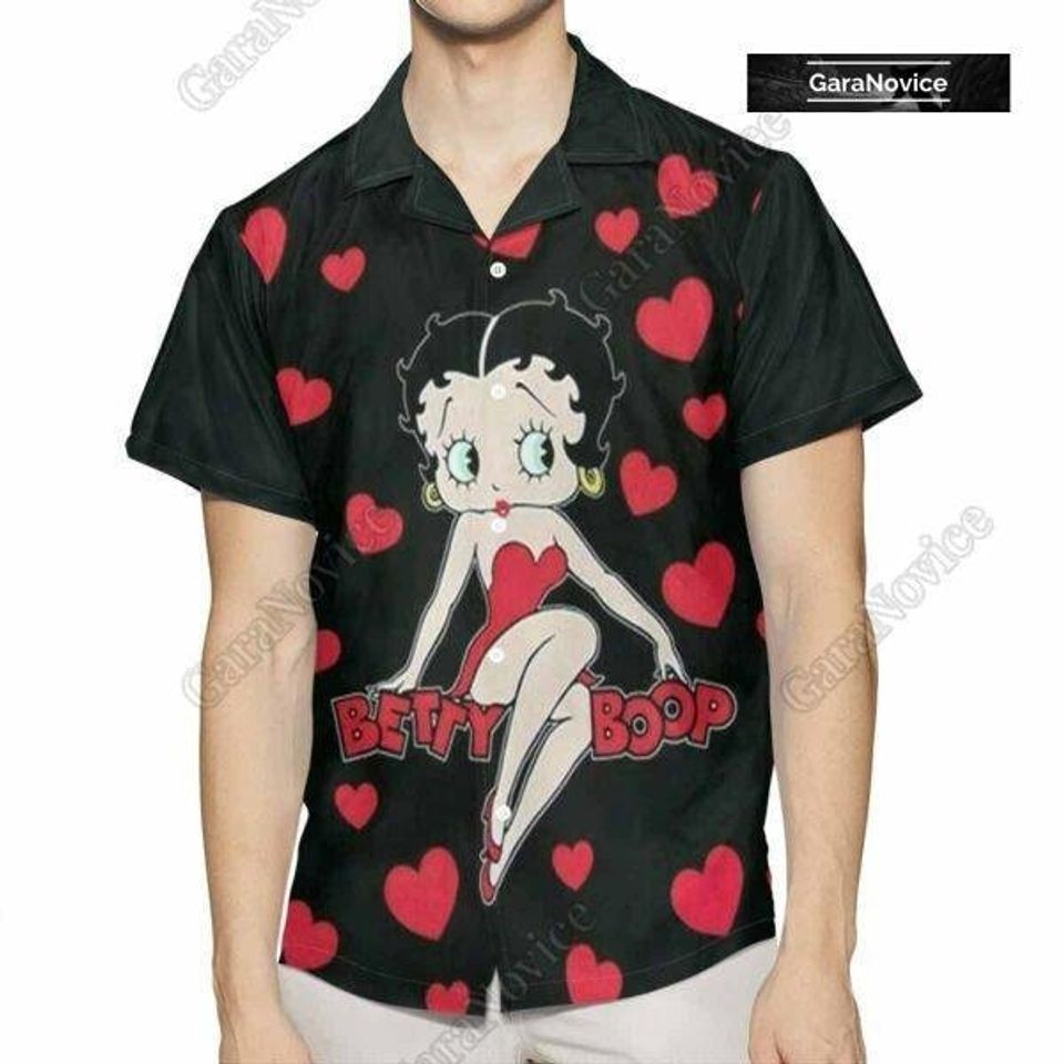 Betty Boop Hawaiian Shirt, Betty Boop Shirt With Hearts