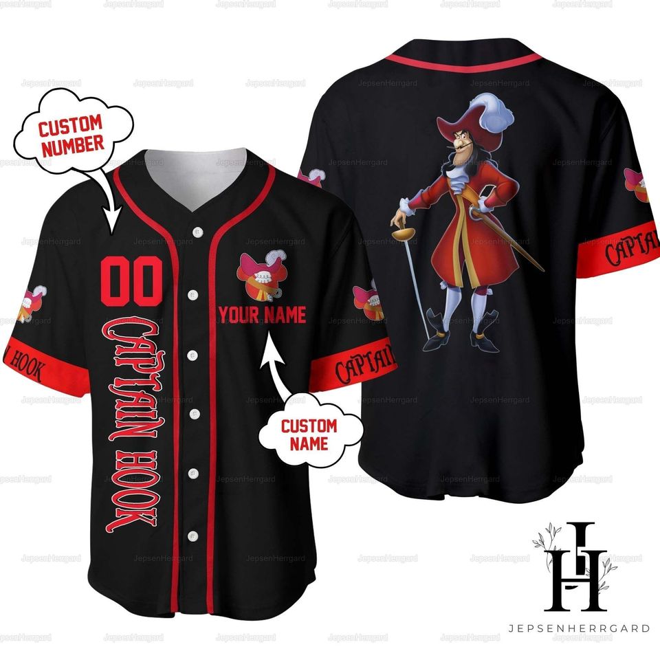 Captain Hook Baseball Jersey, Personalized Captain Hook Baseball Shirt