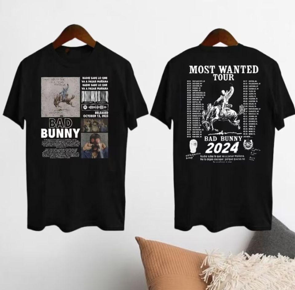 Bad Bunny 2024 Concert T-Shirt, Most Wanted Tour 2024 Shirt