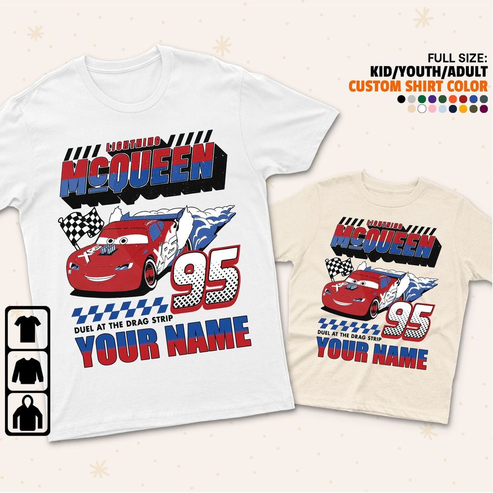 Personalized Cars Lightning McQueen Duel At The Drag Strip Disney Shirt, Disney Family Matching Shirt