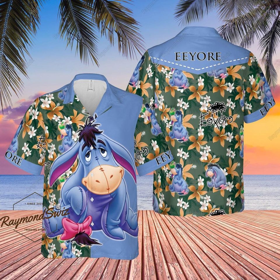 Eeyore Hawaiian Shirt, Disney Eeyore Button Shirt, Winnie The Pooh Shirt