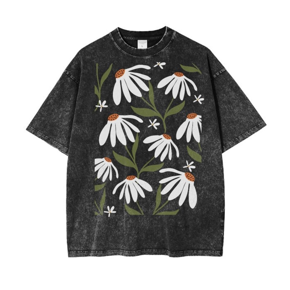 Oversized Floral Shirt, Vintage TShirts with Flowers