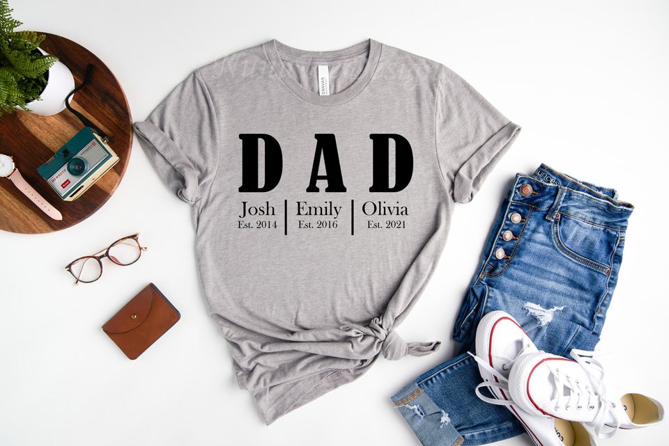 Custom Dad Shirt, Dad Shirt With Kids Name, Father's Day Shirt
