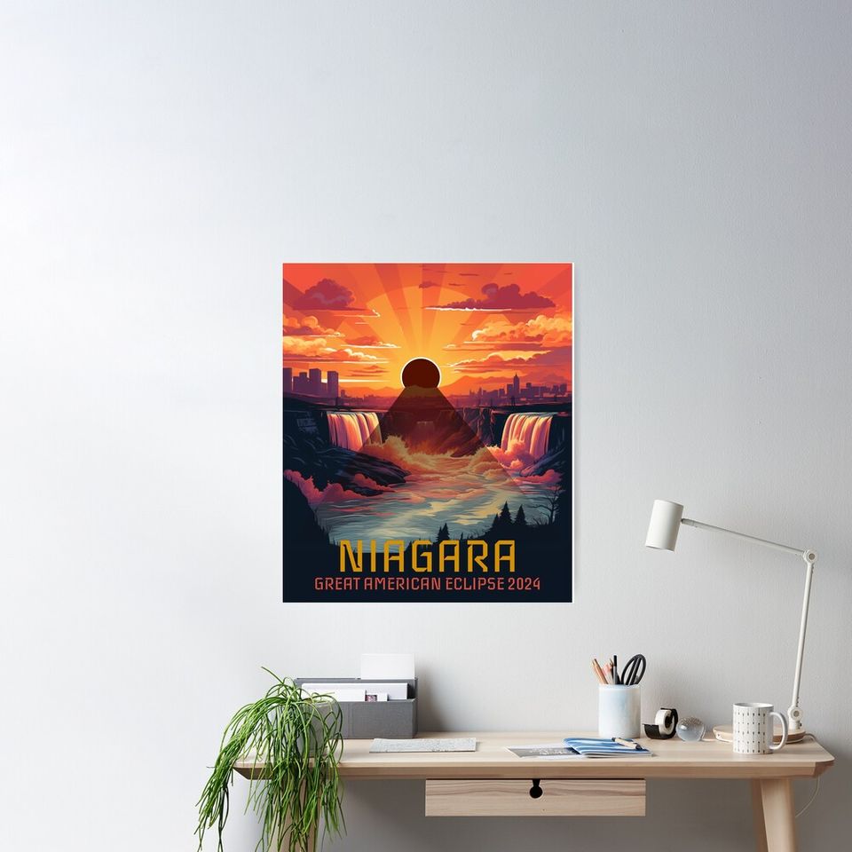 Solar Eclipse Niagara falls - 2024 Poster