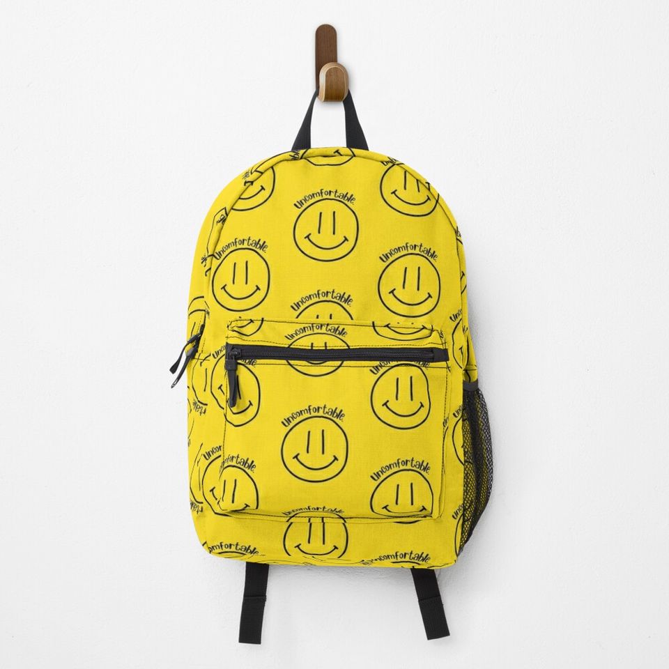 Uncomfortable, funny introvert quote with smiley face Backpack