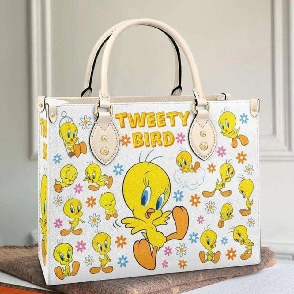 Tweety Bird Leather Handbag, Cartoon Bag