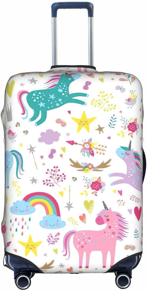 Unicorns Pink Print Washable Scratch-Resistant Suitcase Cover