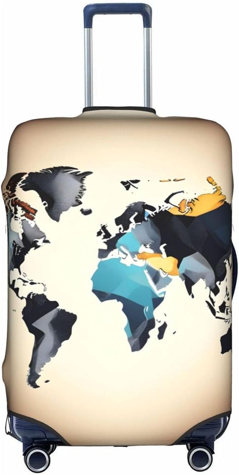 Abstract World Map Print Luggage Cover