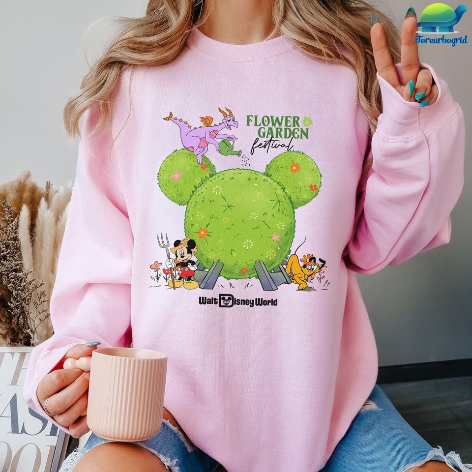 Disney Mickey Pluto Figment Flower Garden Festival 2024 Sweatshirt
