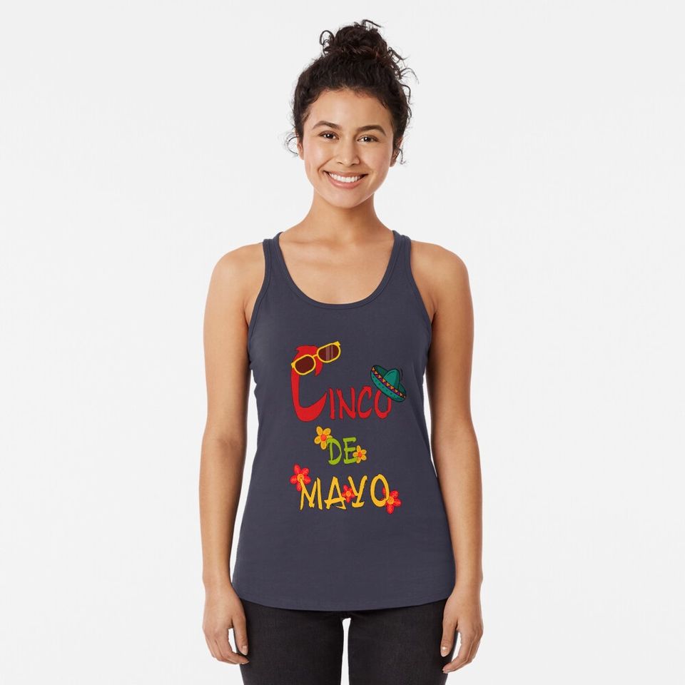 hat, party glasses in Cinco de mayo celebration Tank Top