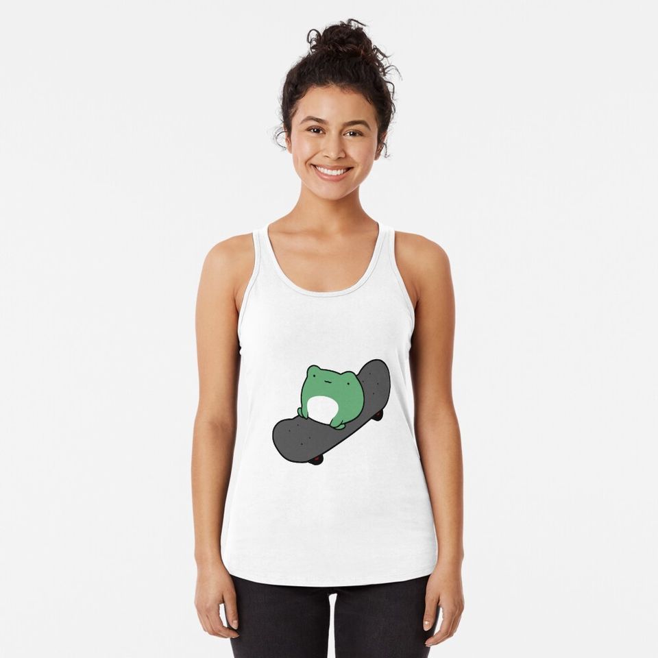 Skateboarding Frog Racerback Tank Top