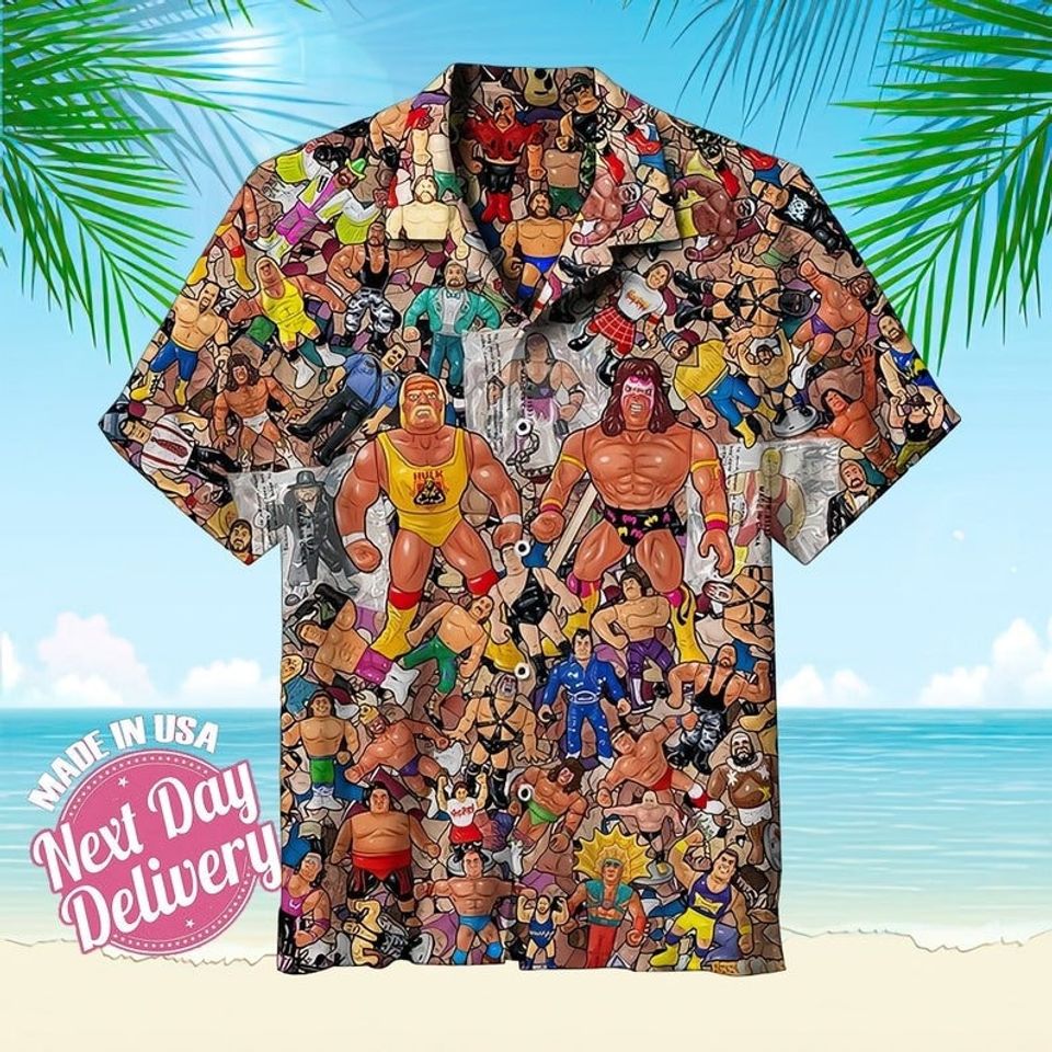 3D Wrestling Character Collage Art Hawaiian Shirt