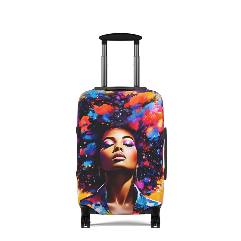 Black woman luggage cover, African American Luggage Cover