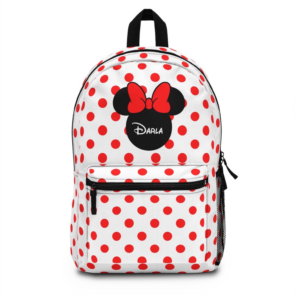 Personalized Red & White Polka Dot Minnie Backpack | School Backpack ...