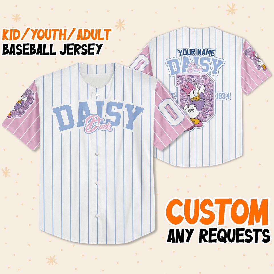 Personalized Disney Cute Daisy Duck 1934 Baseball Jersey