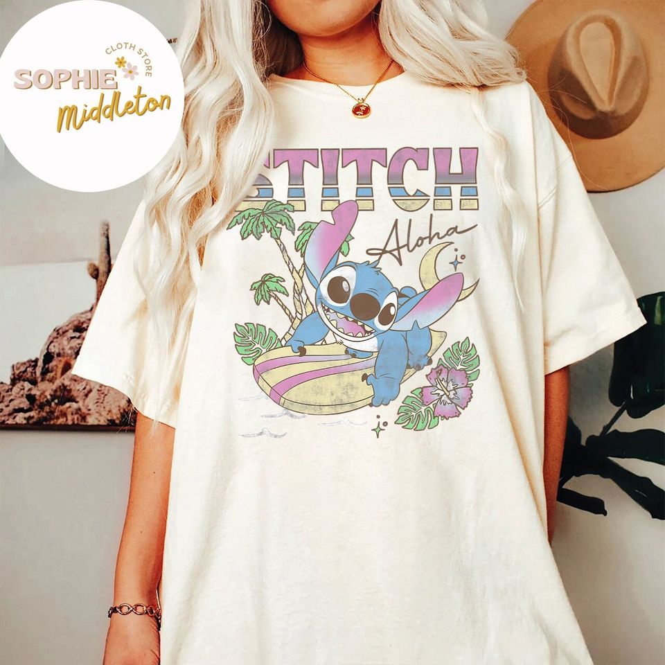 Vintage Disney Stitch Beach Summer Shirt, Stitch Aloha Shirt=