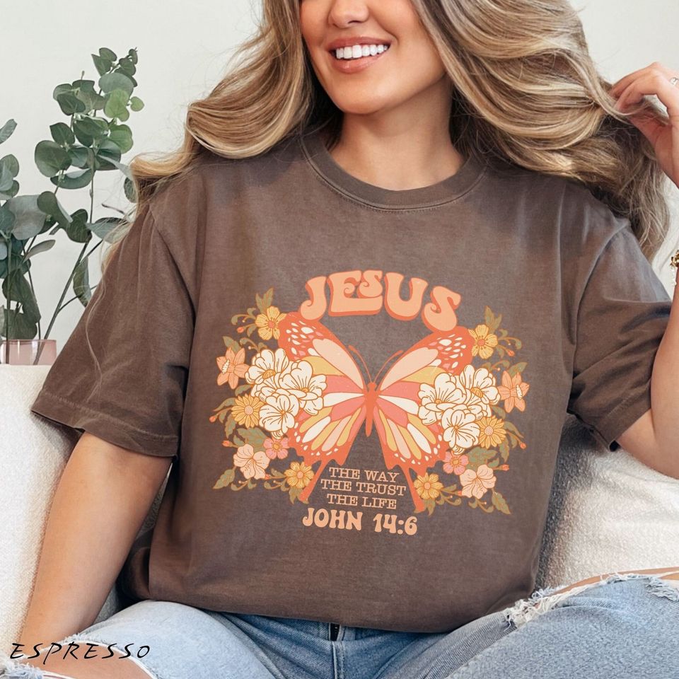 Floral Jesus Shirt, Boho Christian Shirts Vintage T Shirts