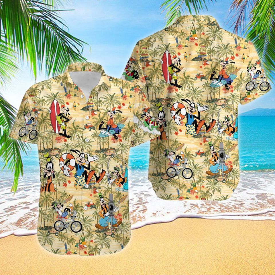Dog With Palm Tree Hawaii Beach Shirt, Dog Button Up Shirt
