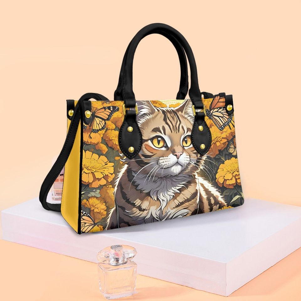 cat Leather Handbag, gift for mom