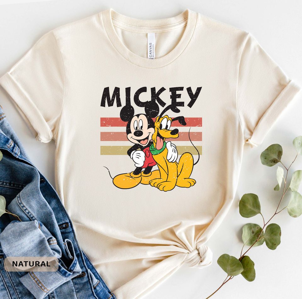 Vintage Disney Mickey and Pluto Dog Shirt, Mickey Mouse Shirt, Mickey and friends Shirt