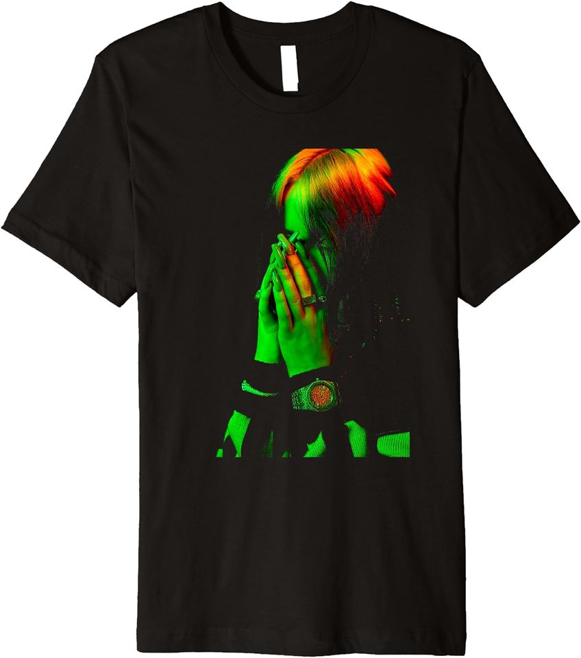 Official Billie Eilish Hand Face Photo Black Premium T-Shirt