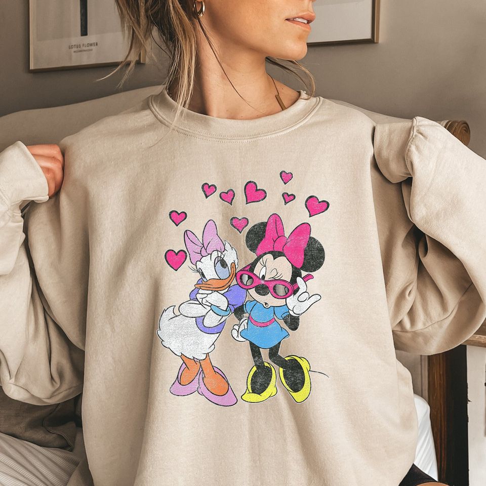 Minnie and Daisy Sweatshirt, Disney Best Friends Hoodie, Disney Family Sweatshirt, Miss Mouse and Duck, Disney Gift Sweatshirt For Women