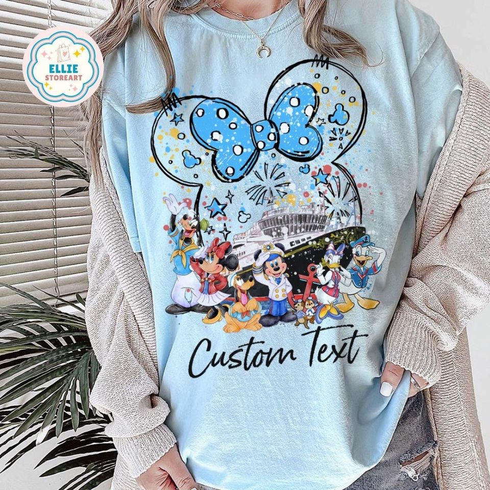 Personalized Watercolor Mickey and Friends Disney Cruise Shirt