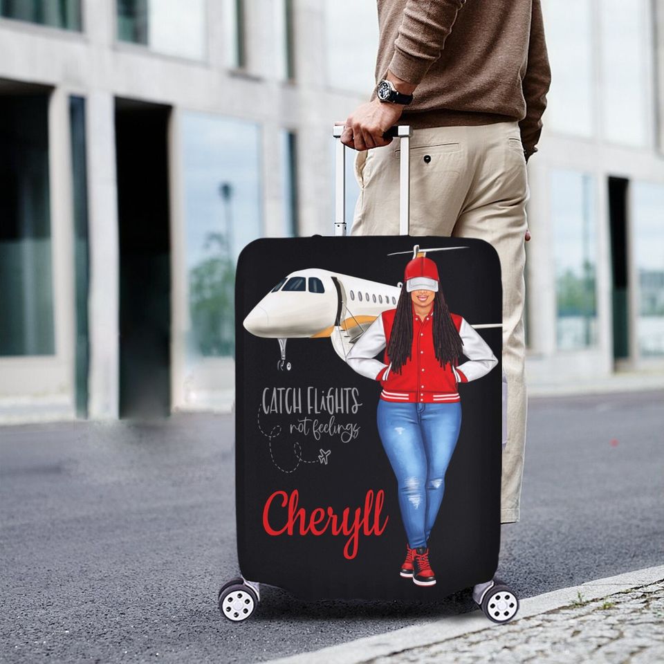 Personalized Luggage Cover, Black Girl, African American