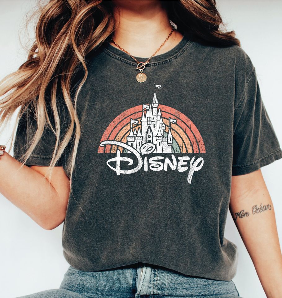 Disney Retro Rainbow Castle Shirt, Disney Retro Shirt, Disney Family Shirt, Disney Vintage TShirt, Disneyworld Shirt, Disneyland Shirt