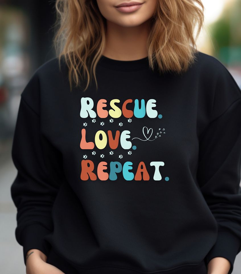 Dog Rescue Sweatshirt, Adopt Rescue Foster, Retro Rescue Mom Sweatshirt