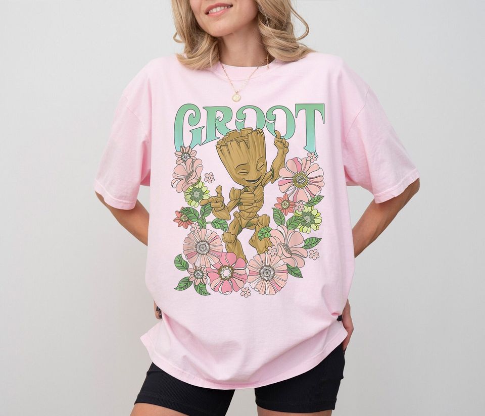 Cute Groot Floral Dance Shirt, Disney Guardians Of The Galaxy Groot Shirt