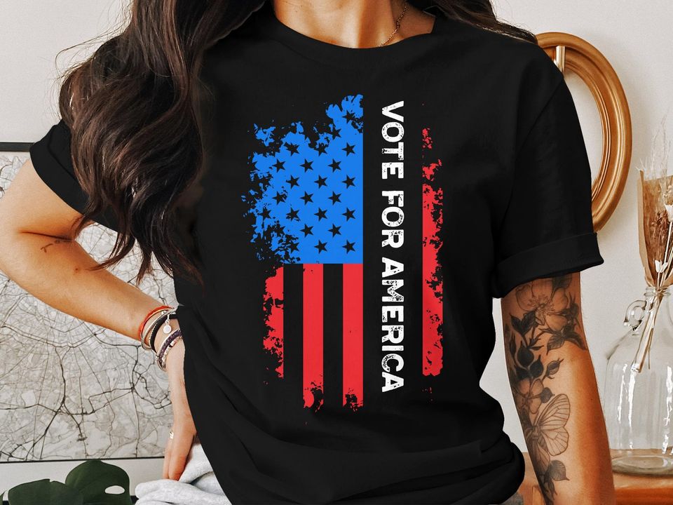Patriotic Grunge American Flag T-Shirt, Distressed USA Flag