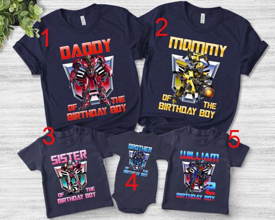 Transformers Birthday Family Matching Shirt, Transformers Rescue Bots Personalized Shirt, Custom Name and Age Birthday Shirt
