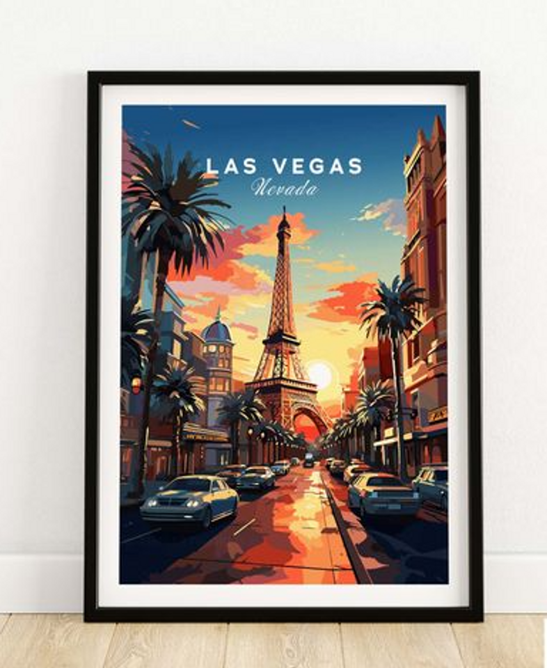 Las Vegas Print | Travel Poster | Birthday Present | Wedding Anniversary Gift
