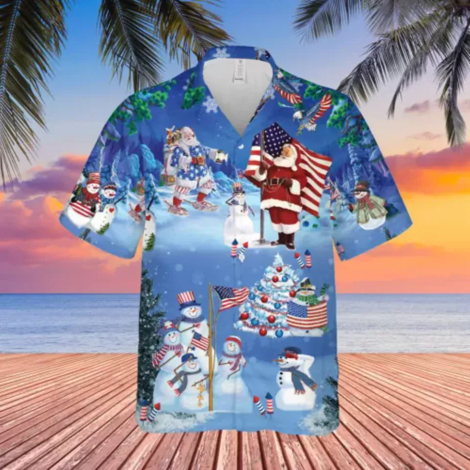 Patriotic Christmas Unisex Hawaiian Shirt Summer Shirt