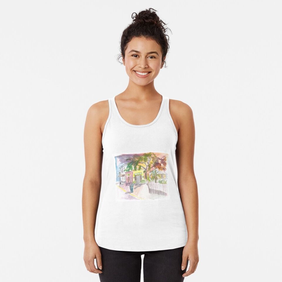Key West Street Scene With Key Lime Bakery Racerback Tank Top