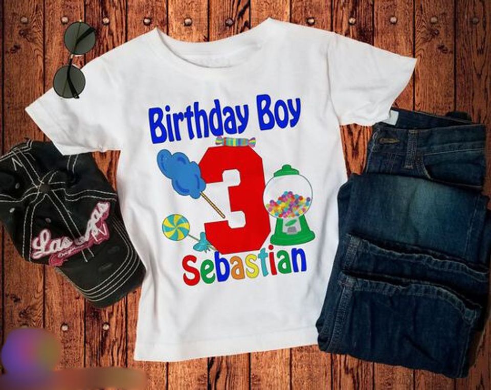 BOY Candy Shirt - Birthday Candy Shirt - Candyland Personalized Shirt - Candy Birthday Shirt - Birthday Party Shirt Candyland Shirt