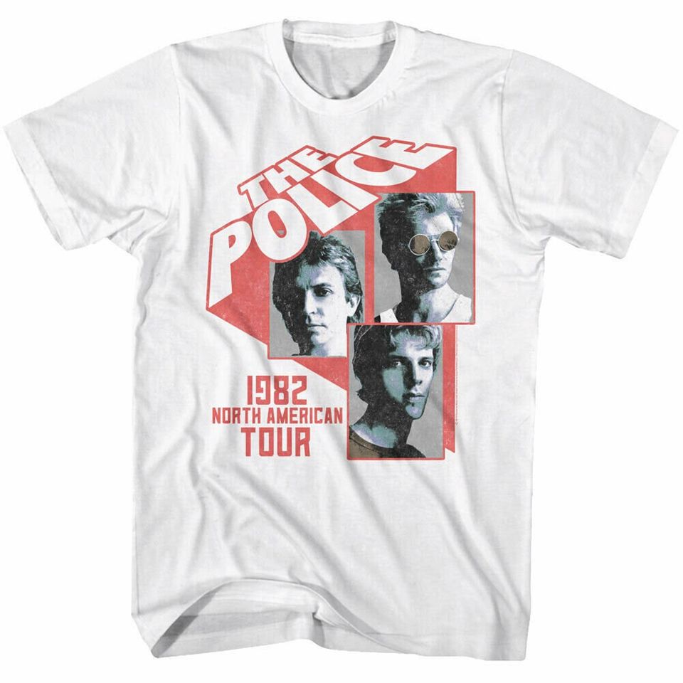 The Police Men's T-Shirt Sting North American Tour 1982 Graphic Tee Vintage Rock Band Concert T-shirt, Official Merchandise, Music Merch
