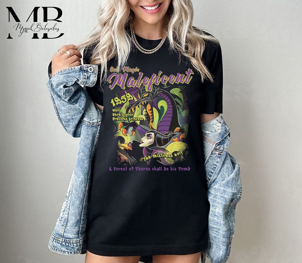 Disney Sleeping Beauty Villains Maleficent Dragon Silhouette T-Shirt, Aurora Princess and Philip Prince Tee, Disneyland Vacation Trip Gift
