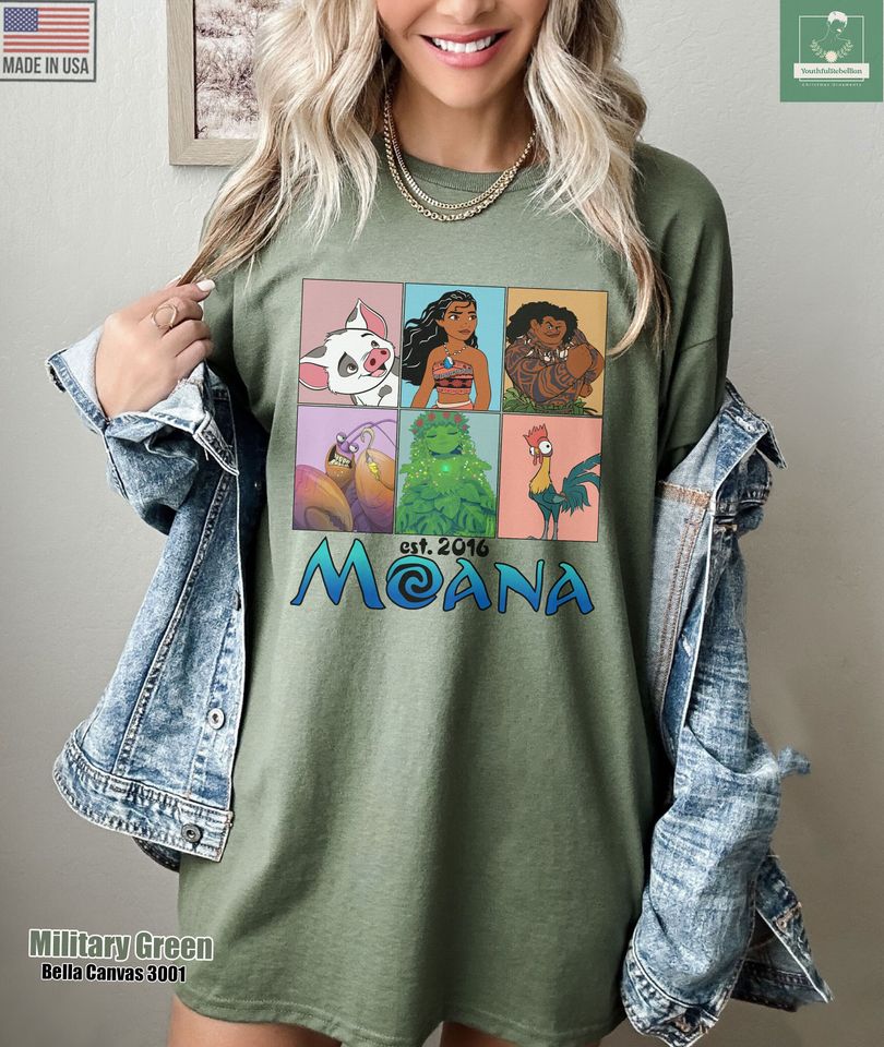 Moana Movie Characters Shirt, Moana Est 2016 Comfort Colors Tshirt, Disneyland Princess Moana Sweatshirt, Moana Maui Hei Hei Pua Tee